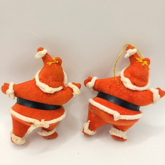 Lot of 5 Vintage Flocked Dancing Santa Ornaments - Picture 3 of 7